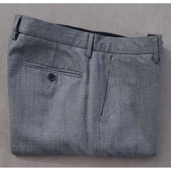 J. Crew Men's  Grey 100% Wool Slim Bedford Medium‎ Weight Flat Front Dress Pants - Picture 1 of 12
